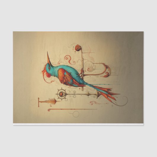 色ポップ・アートの付きお洒落鳥デコレーション 薄葉紙 (正面)