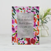 色ポップ・アートの水はっきりした色の花のブライダルシャワー 招待状 (スタンド正面)