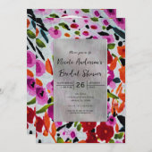 色ポップ・アートの水はっきりした色の花のブライダルシャワー 招待状 (正面/裏面)