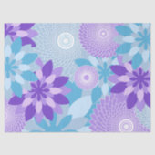 色ポップ・アートの紫と青の花とマンダラ 薄葉紙 (正面)