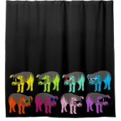 色ポップ・アートの豚中国の年〔占星術の〕十二宮図シャワーカーテン シャワーカーテン (正面)