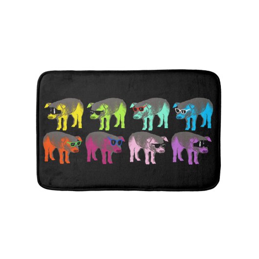 色ポップ・アートの豚中国の年〔占星術の〕十二宮図バスマット バスマット (正面)