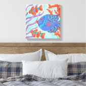 色ポップ・アートの魚 キャンバスプリント (インサイチュ (寝室))