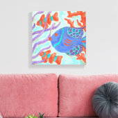 色ポップ・アートの魚 キャンバスプリント (インサイチュ (リビング))