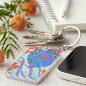 色ポップ・アートの魚 キーホルダー (正面右)