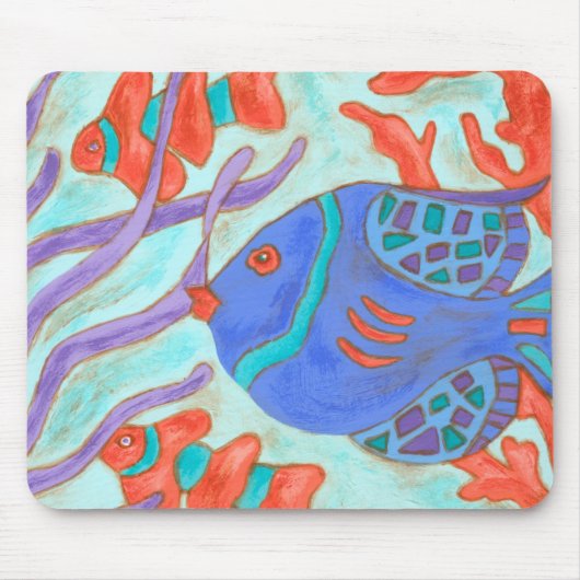 色ポップ・アートの魚 マウスパッド (正面)