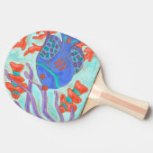 色ポップ・アートの魚 卓球ラケット (横)