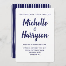 色ミニマル |ネイビーブルー |結婚式招待状