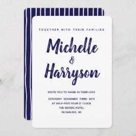 色ミニマル |ネイビーブルー |結婚式招待状 招待状