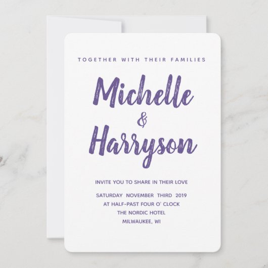 色ミニマル |紫外線 |結婚式招待状 招待状 (正面)