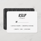 色ミニマル |黒 |ウェディングRSVPの食事の選択 出欠カード (正面/裏面)