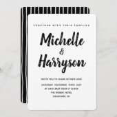 色ミニマル |黒 |結婚式招待状 招待状 (正面/裏面)