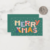 色モダンのポップ・アートのメリークリスマス ノートカード (正面/裏面インサイチュ)