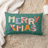 色モダンのポップ・アートのメリークリスマス ランバークッション (ブランケット)
