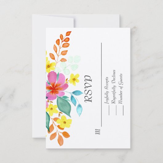 色モダンの水色の花模様鮮やか サンキューカード (正面)