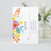 色モダンの水色の花模様鮮やか サンキューカード (スタンド正面)