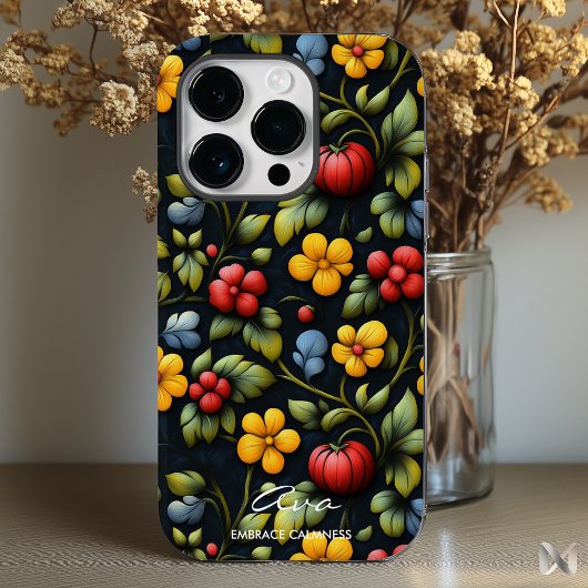 色モダンの花の模様はっきりした(Khohloma) Case-Mate iPhoneケース