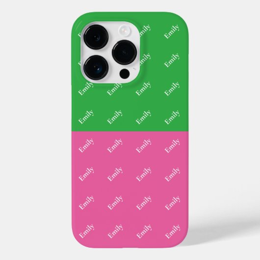 色モダンはっきりしたブロックピンクと緑モノグラム Case-Mate iPhoneケース (裏面)
