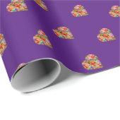 色モダンハート紫の模様の包み紙 ラッピングペーパー (ロールコーナー)