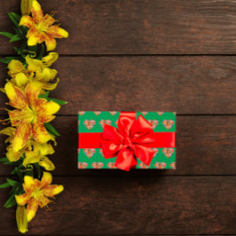 色モダンハート緑 ラッピングペーパー