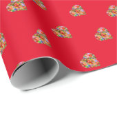 色モダンハート赤パターンの包装紙 ラッピングペーパー (ロールコーナー)