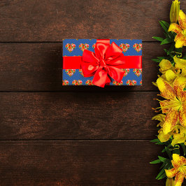 色モダンハート青 ラッピングペーパー