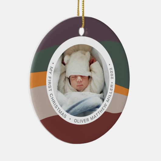 色モダンブロックの初めてのクリスマスカラフル セラミックオーナメント (右)