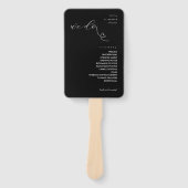 色モダンブロック結婚式 プログラム | 黒に白 ハンドファン (正面)