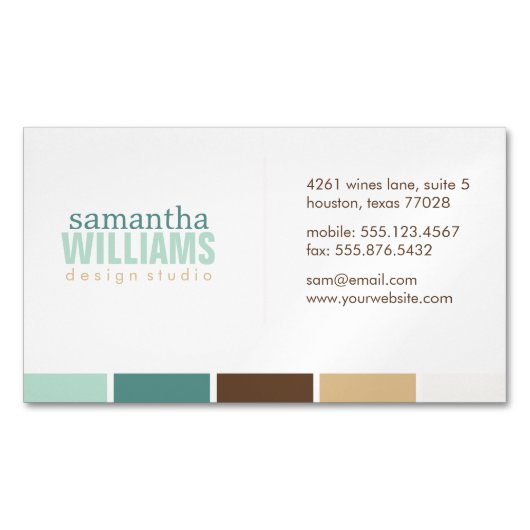 色モダンブロック マグネット名刺 (正面)