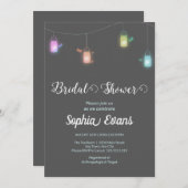 色モダン付きつるのメイスンの瓶の灰色シャワー 招待状 (正面/裏面)