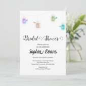 色モダン付きつるのメイスン・ジャース・ホワイト・シャワー 招待状 (スタンド正面)
