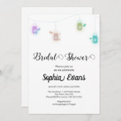色モダン付きつるのメイスン・ジャース・ホワイト・シャワー 招待状 (正面/裏面)