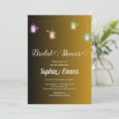 色モダン付きぶら下がったのメイスンの瓶の金ゴールド 招待状 (スタンド正面)