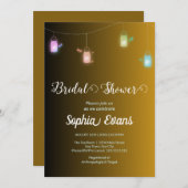 色モダン付きぶら下がったのメイスンの瓶の金ゴールド 招待状 (正面/裏面)