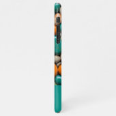 色モダン付き石小石モノグラムMティール（緑がかった色） iPhoneケース (左側)