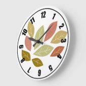 色モダン付き葉の ラージ壁時計 (傾斜)