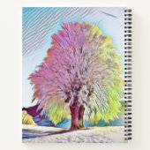 色モダン付き雪の木のノートの水色 ノートブック (裏面)