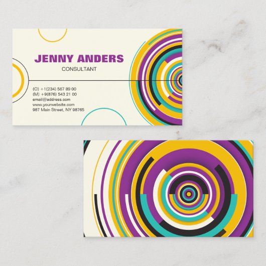 色モダン円シェイプ抽象芸術プロフェッショナル 名刺 (正面/裏面)