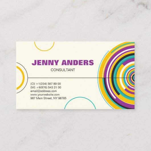 色モダン円シェイプ抽象芸術プロフェッショナル 名刺 (正面)