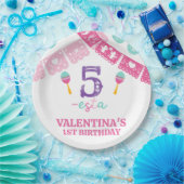 色モダン数々の女の子フェスタ第5誕生日 ペーパープレート (パーティー)