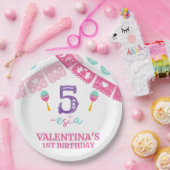 色モダン数々の女の子フェスタ第5誕生日 ペーパープレート (パーティー)