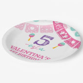 色モダン数々の女の子フェスタ第5誕生日 ペーパープレート (アングル)