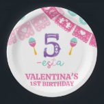 色モダン数々の女の子フェスタ第5誕生日 ペーパープレート<br><div class="desc">色モダン数々のの女の子フィエスタ第5誕生日紙プレートガールズフィエスタをテーマにした第5の誕生日紙プレートいくつかのパペルのピカド、大きな紫色の数とマラカスをフィーチャー。</div>