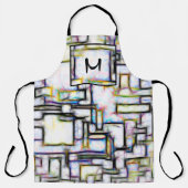 色モダン正方形モノグラムカスタム エプロン (正面)