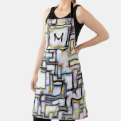 色モダン正方形モノグラムカスタム エプロン (インサイチュ)