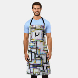 色モダン正方形モノグラムカスタム エプロン
