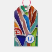 色モノグラム数々のモザイク ギフトタグ (正面)