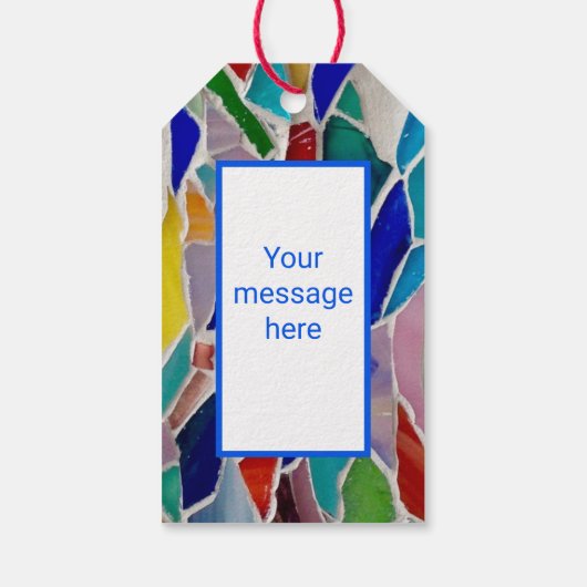 色モノグラム数々のモザイク ギフトタグ (裏面)