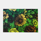 色ユニークヴィンテージフローラプリント ドアマット (正面)