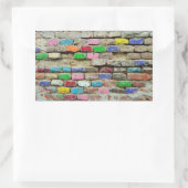 色レンガの壁のテクスチグランジパターン 長方形シール (バッグ)